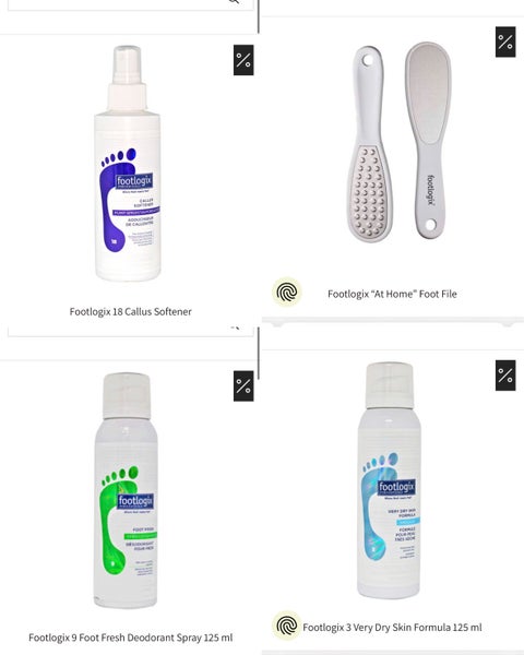Iloiset varpaat setti: FOOTLOGIX 18 CALLUS SOFTENER 180 ml + foot file + fresh deo 125 ml + very dry jalkavaahto 125 ml