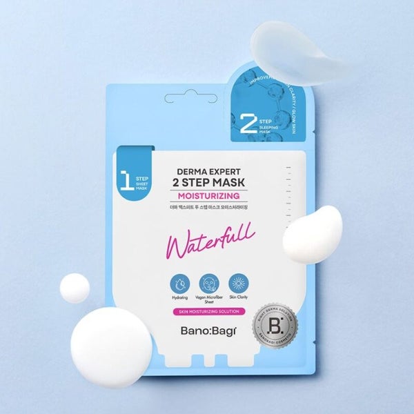 Banobagi 2 STEP Mask Waterfull.Sis&auml;lt&auml;&auml; sheet naamion sek&auml; geelim&auml;isen y&ouml;naamion. 25g+2g