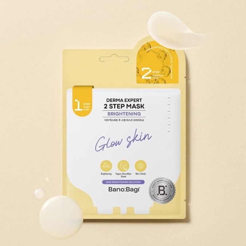 Banobagi 2 STEP Mask Glow Skin Sis&auml;lt&auml;&auml; sheet naamion sek&auml; geelim&auml;isen y&ouml;naamion.25g+2g